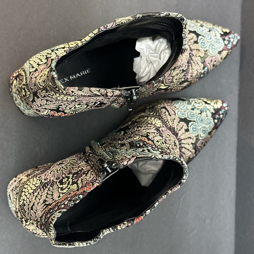 Alex Marie Brocade Ankle Boots – Size 8M – Floral Jacquard Heels - Picture 7 of 9